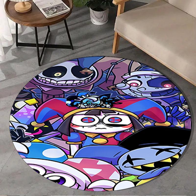 1PC Digital Circus Adventure Round Rug, Non-slip Chair Mat, Home Decor, Circle Carpet Perfect for Office, Bedroom, Living Room,Christmas gift