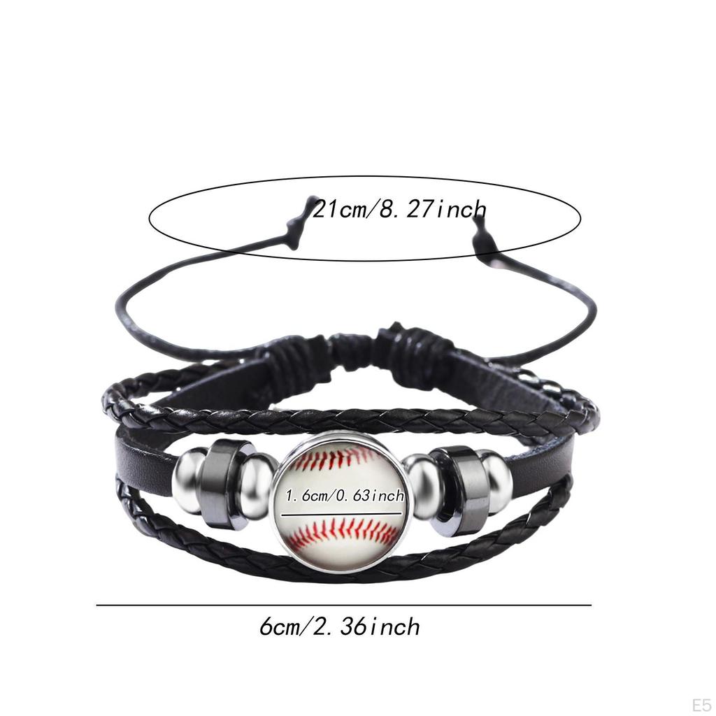 Leather Wrap Bracelet Braided Rope Casual Wristband Bangle for Outdoor Sports Fans Party