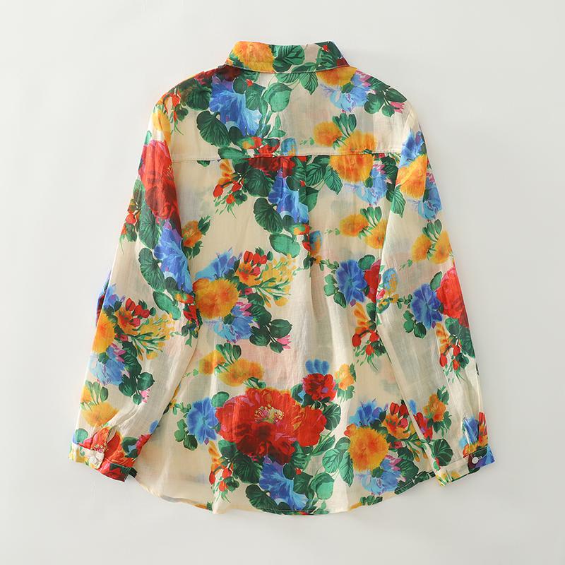 DIMANAF Plus Size Women Cotton Tops Shirts Tees Casual Loose Blouse 2025 New Autumn Print Long Sleeve