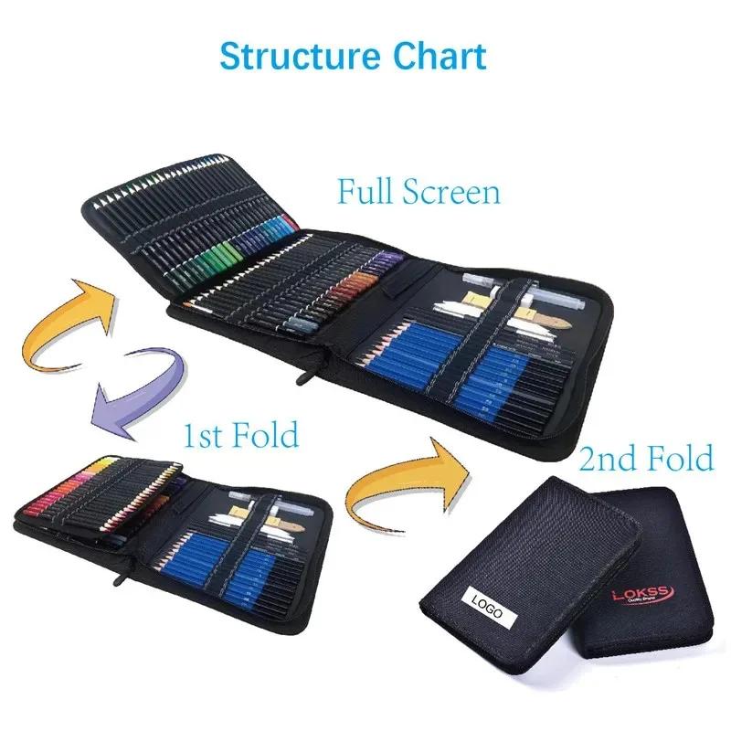 96 Pcs/set Professional Sketching Pencils Coloured Pencils Folding Bag Watercolour Graphite Pencil Set Drawing Art Set Wooden