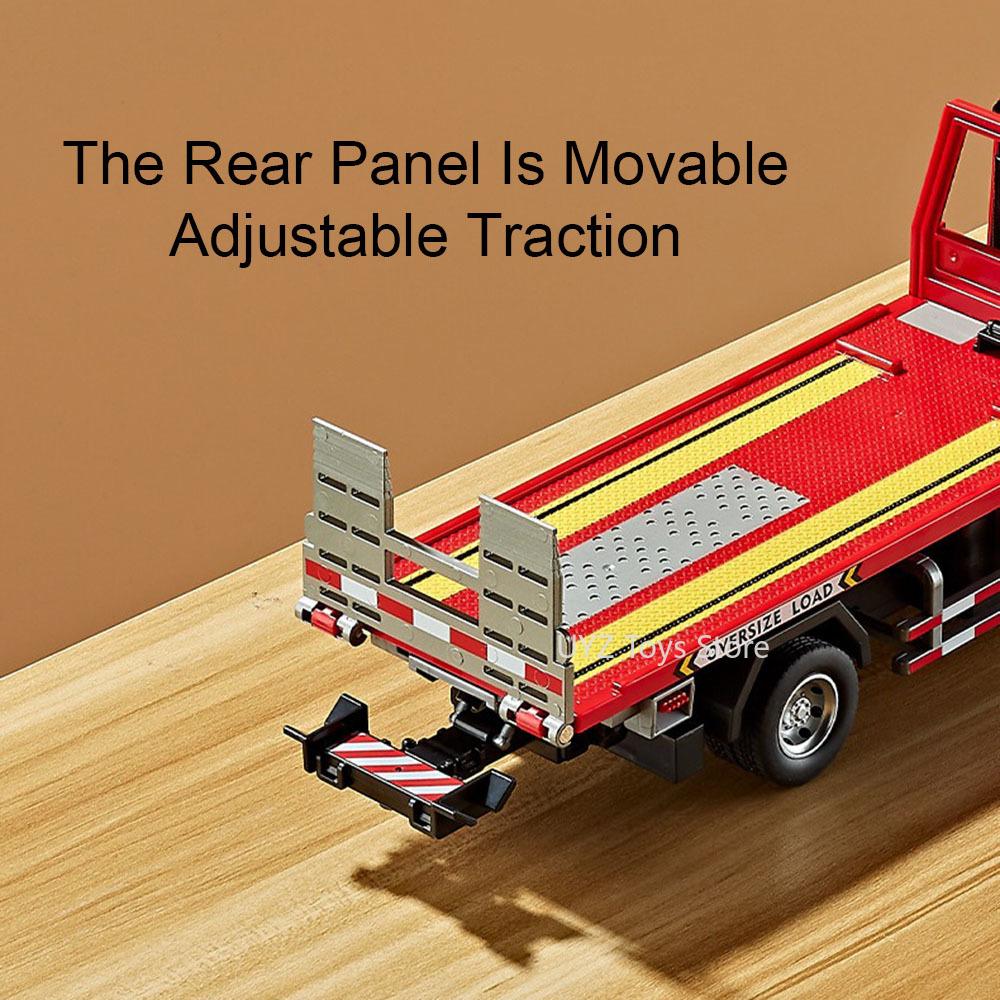 1:24 Electric Flatbed Trailer Cement Pump Truck Model Toys Diecast Alloy Car Doors Opened Sound Light Vehice Children's Boy Gift