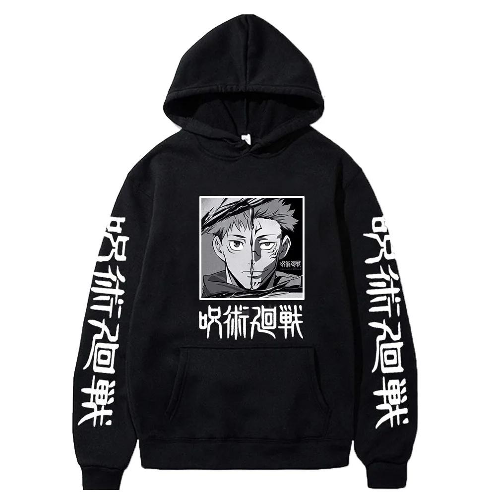 New Anime Manga Print Unisex Hoodie Sweatshirt Round Neck Full Sleeve Long-lasting Polyester Fiber Cursed Battle Animation