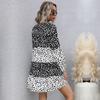 Fashion Printed Short Dress Zebra Pattern Loose Long Sleeve Dress