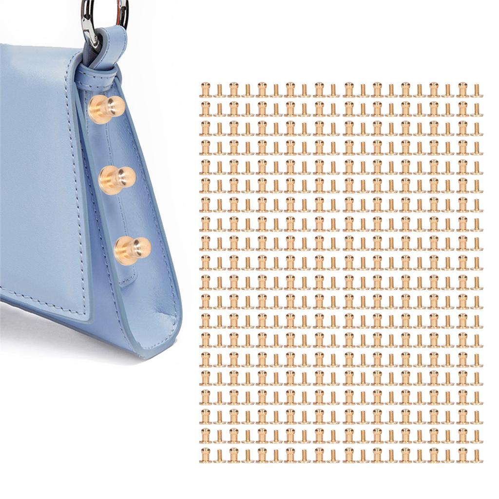 200 Sets Chicago Screws Round Head Rivets 7x5mm   Handcraft Pure Copper Round Head Rivets Leather Rivets for Handbag