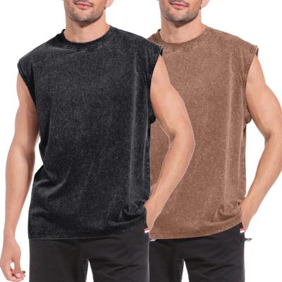 Herren Retro Gewaschen Used Ärmelloses Reines Baumwoll Tanktop - Lockere Passform, Große Größen, Sommer Freizeitkleidung