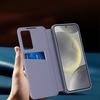Funda tipo cartera con tapa y ventana Smart View para Samsung Galaxy S25+ Plus, Morado