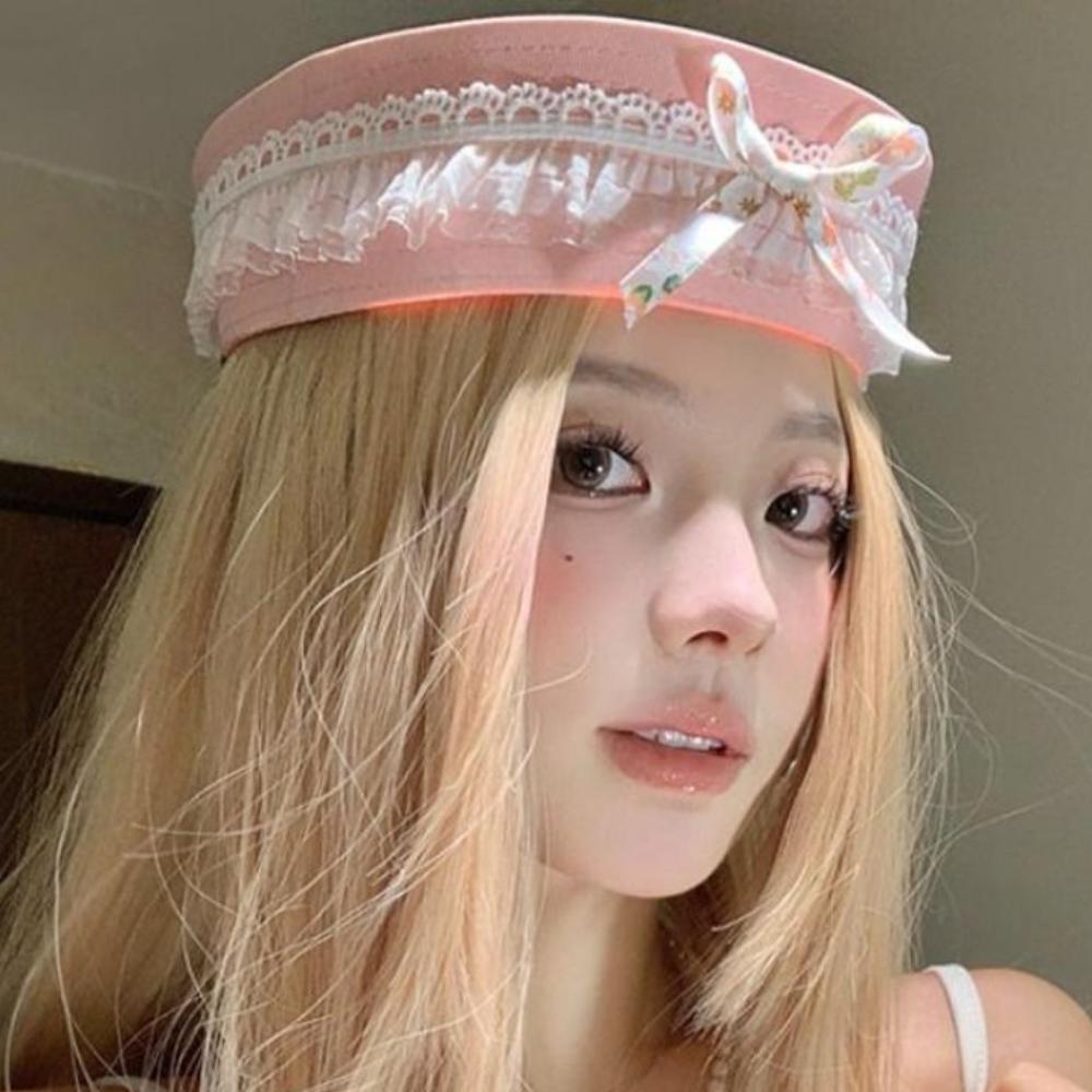 Bow Lace Navy Hat Harajuku Berets Japanese Sailor Caps  Women