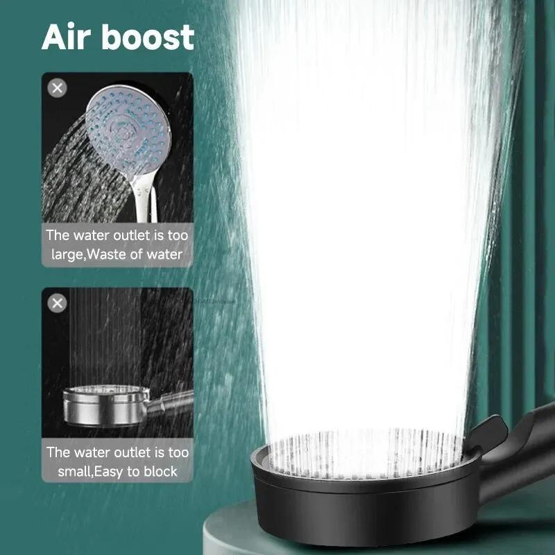 Black 5 Modes Shower Head Adjustable High Pressure Water Saving Shower Head Water Massage Shower Head Bathroom Accessories