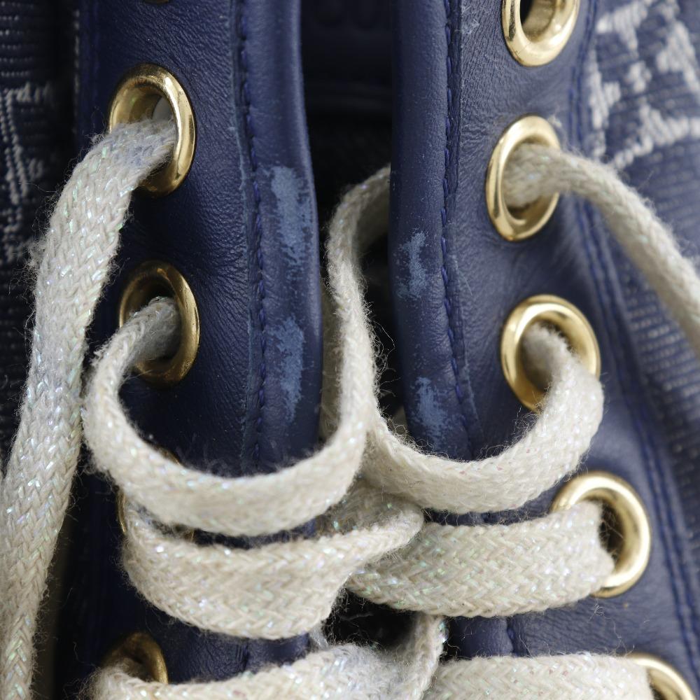 Louis Vuitton High Cut Sneakers Blue Monogram Denim Women Used
