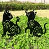 1/2Pcs Metal Cat Garden Decors Black Cat Silhouettes Outdoor Cat Stakes
