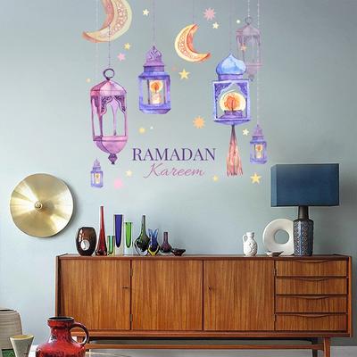 Eid Mubarak Wall Stickers Ramadan Decoration Window Sticker Eid Mubarak Decor 2025 Ramadan Kareem Islam Muslim Party Supplies
