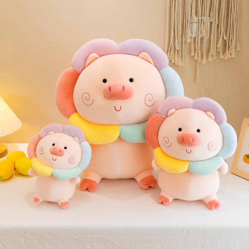 Cute Rainbow Pig Doll for Girls To Give Healing Piggy Pillow Grab Machine Doll Children's Gift Ornaments