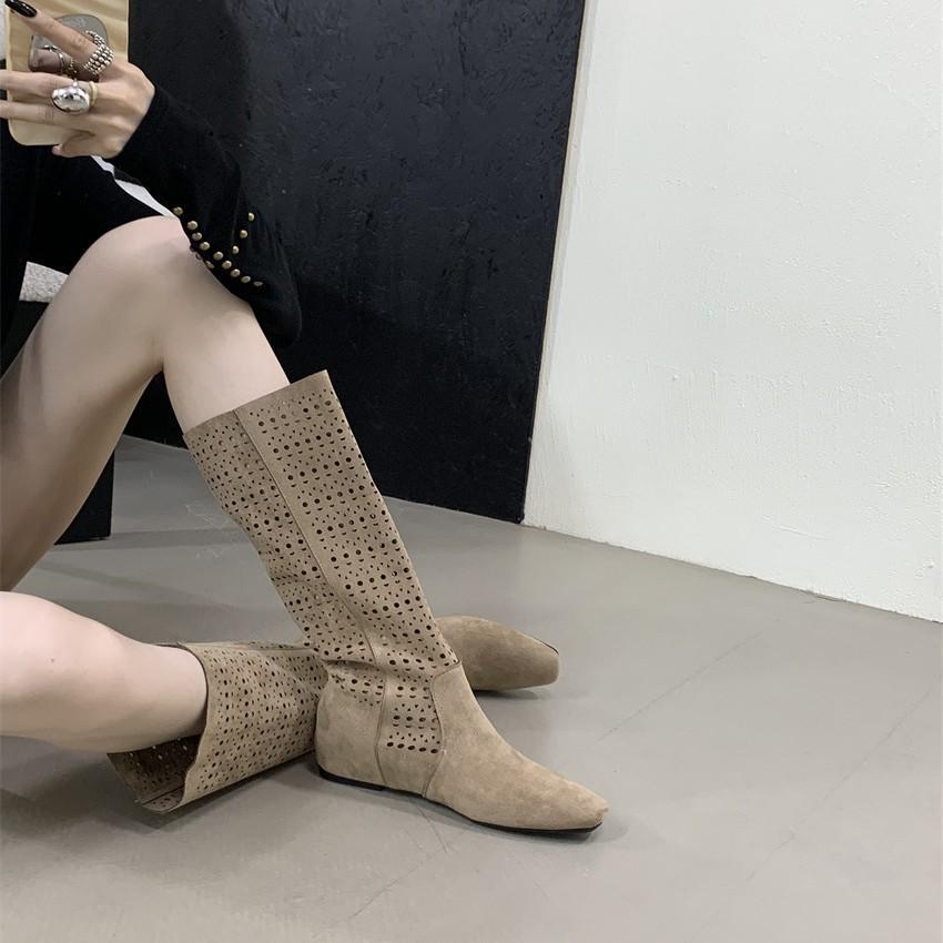 British style Maillard retro hollow short boots short boots summer thin flat bottom breathable hole cool boots slippers women