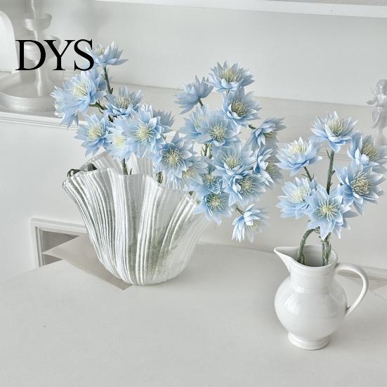 Decorative Fake Flowers Simulated Snow Lotus Artificial Flower Realistic Faux Silk Bouquet with 6 Indoor Full Blooms for Vase Floral Arrangement