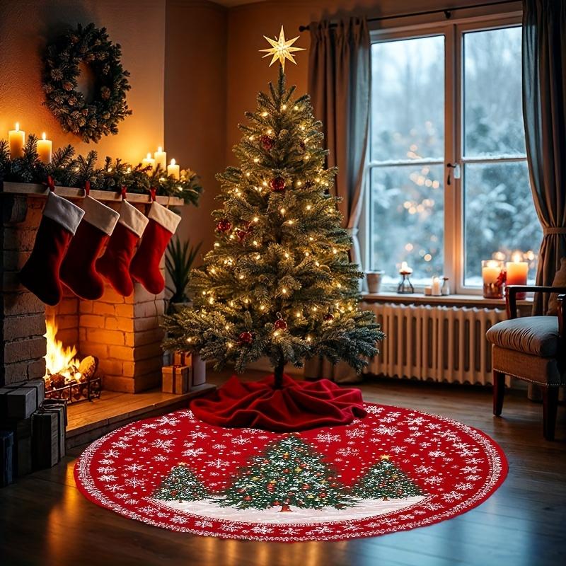 1 Pezzo Tappeto Rotondo con Stampa Albero di Natale per Interni Antiscivolo Lavabile in Fibra Tappeto Morbido Comodo per Camera da Letto Soggiorno