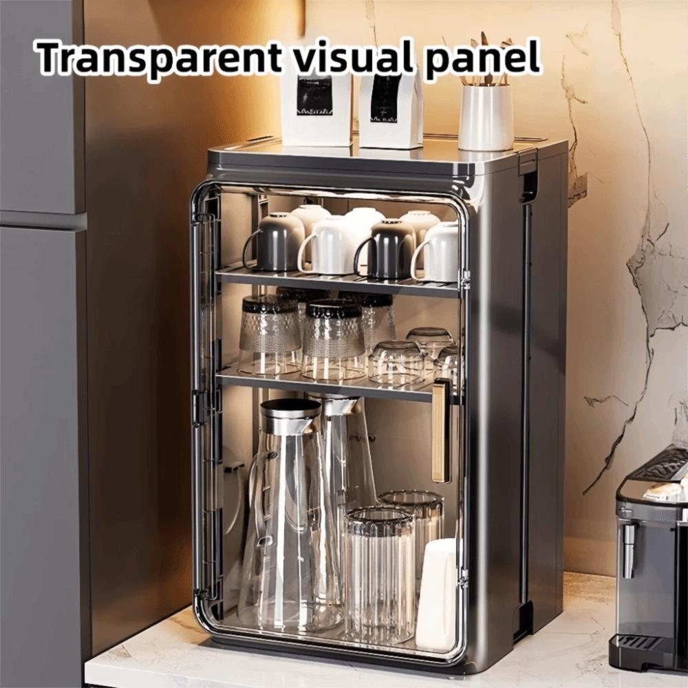 Cabinet Kitchen Cupboard Multi functional Tea Set Storage Box Drain Cup Rack  Bathroom
