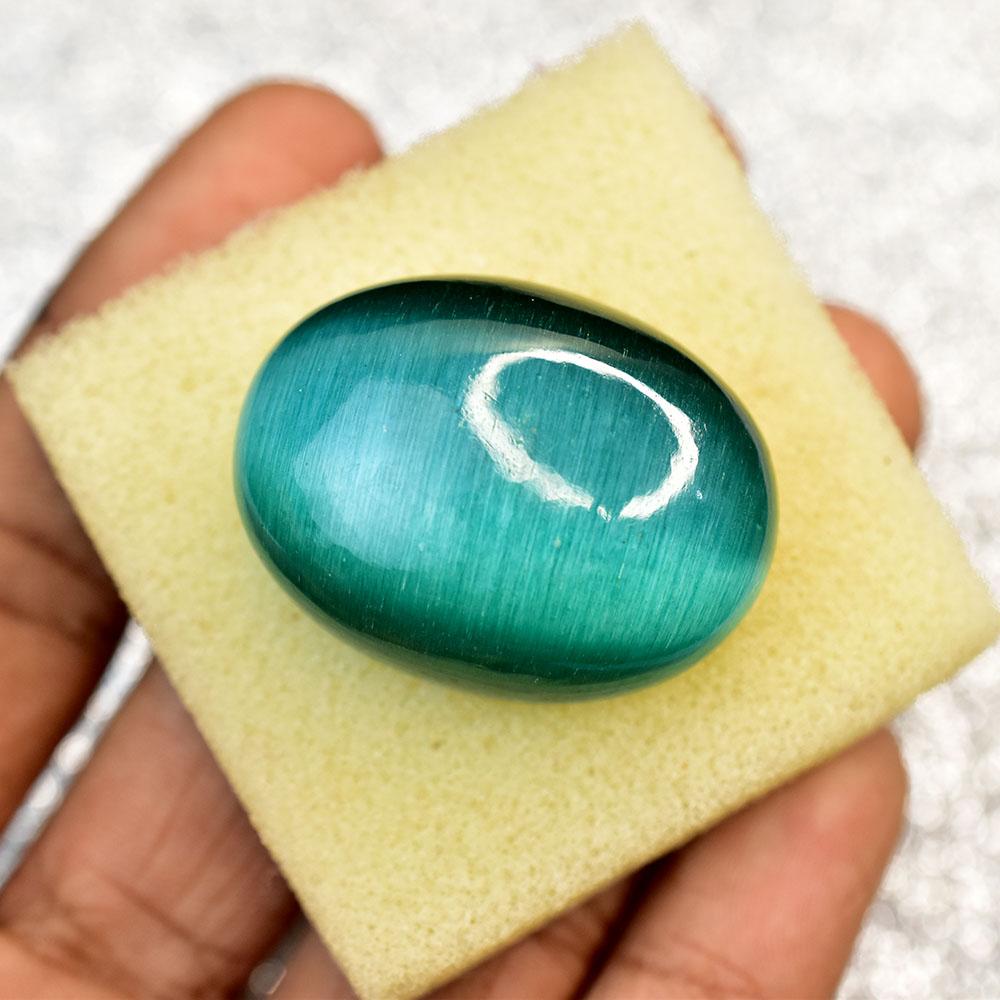 Natural Green Cat'S Eye 100 ct Cabochon Cut Sri Lankan Loose Gemstone for Jewelry Making and Crafts