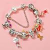 Colors Enamel Disney Princess Dress Charms Pulseiras for Girls Colorful Glass Beads Bracelets&Bangles Women Cartoon Skirt Dangle