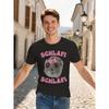 Lustiges Hamster-Meme Schlafi T-Shirt für Herren - Süßes Hamster-Schlafdesign mit Schlafi-Gesicht & Rosa Schleife, Entspannte Passform Kurzarm Freizeit-T-Shirt, Schwarz & Rosa