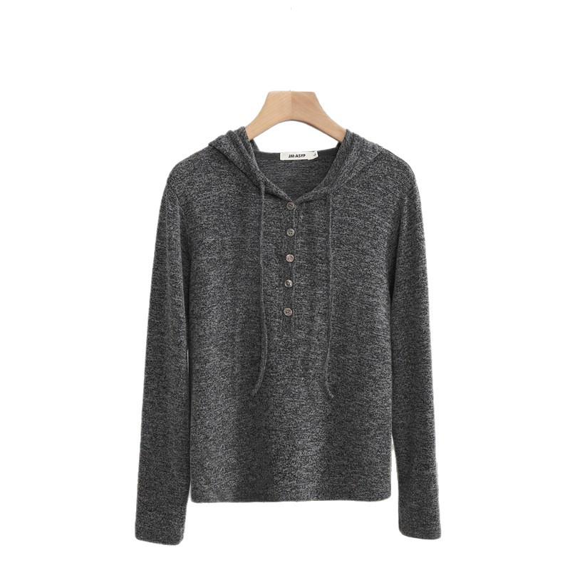 Women's Slimming High Elasticity Knitted Hoodie - Autumn/Winter Style, Warm Long Sleeve Casual Top