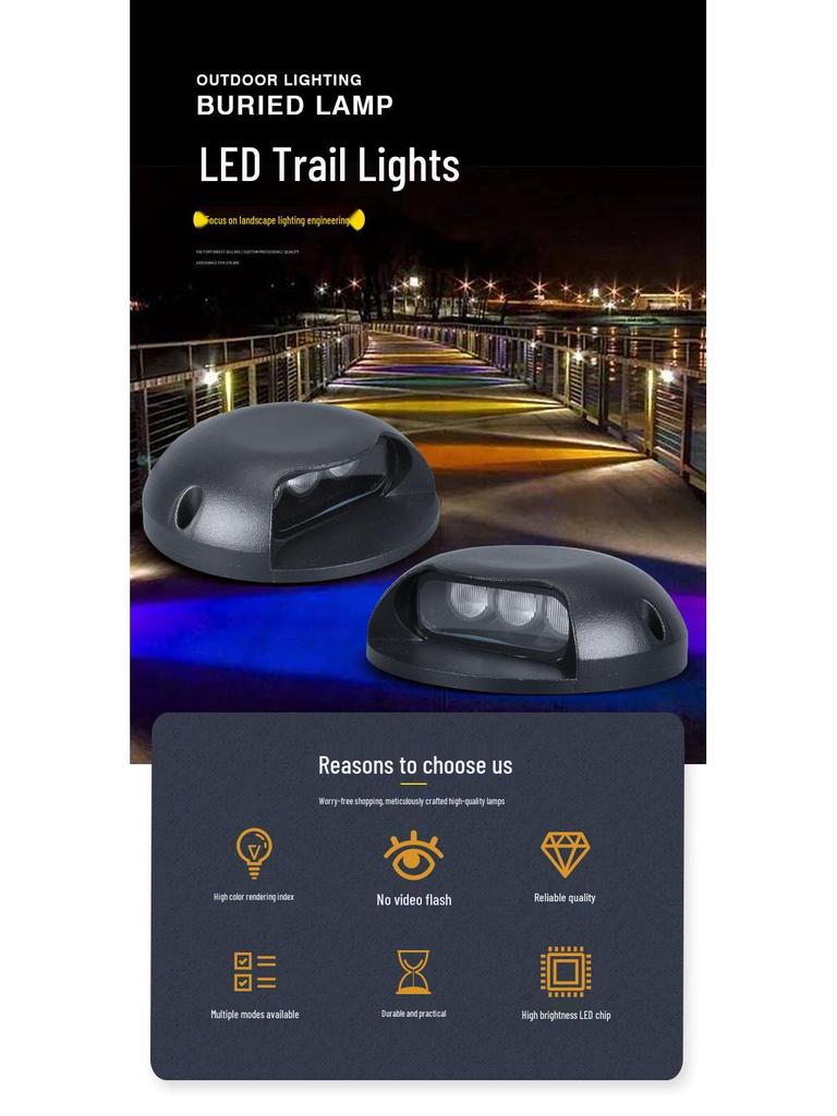 3W Waterproof LED Walkway Light, Turtle Back Design, Side Emitting Courtyard and Step Lighting