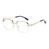 Popular Anti-blue Reading Glasses Fashionable Frameless Plain Diamond Men's and Women's Polygonal Reading Glasses