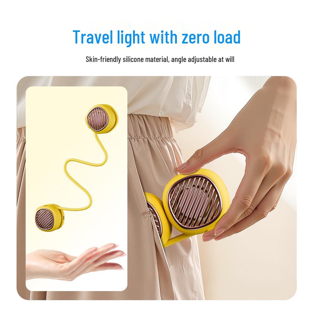 Rechargeable Portable Neck Fan: Silent, Leafless Mini Fan for Outdoor Activities