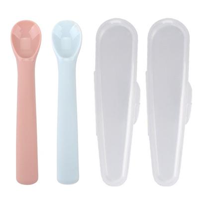 Daily Like Bonbon Baby Food Spoon Stage 2, 2-piece Set + 2 Baby Food Cases, Strawberry, Sky Blue, 1 Set, Korean Popular Tableware