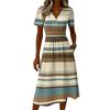 Vestito casual da donna a righe, moda, manica corta, scollo a V