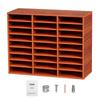 Wood Literature Organizer File Sorter Paper Storage Holder 27 Slots Brown