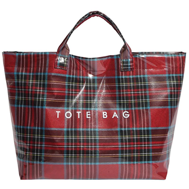 

PVC Tote Bag Plaid Work Handbags Purses Large Shoulder Handbag Plastic Carry All Bag for Women Work Travel Fashion Shopping Bag