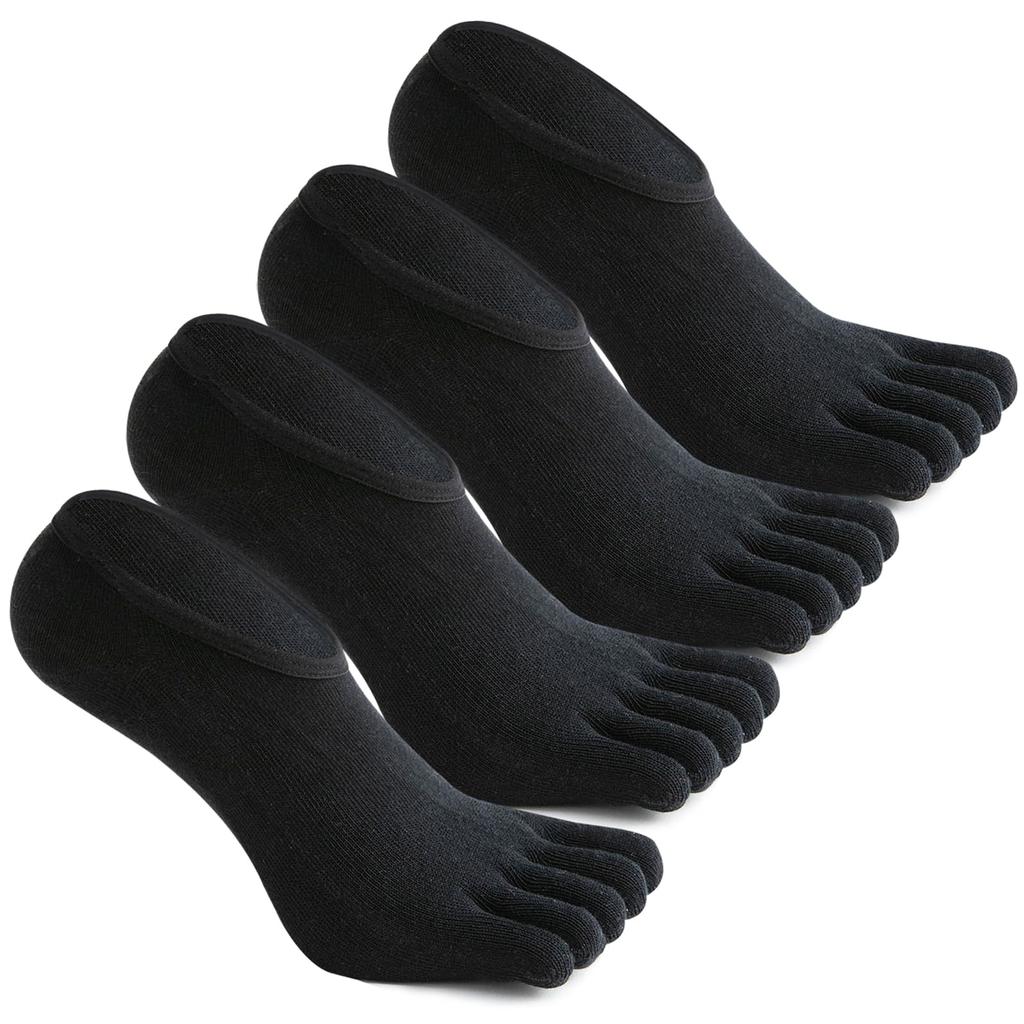 TsujiYa Ankle Summer Foot Natural Solid Fits Sports and Business Sizes 4 Pairs Black Men's Five-Toe Socks, Socks, Socks, Non-Slip Covers, Cotton,