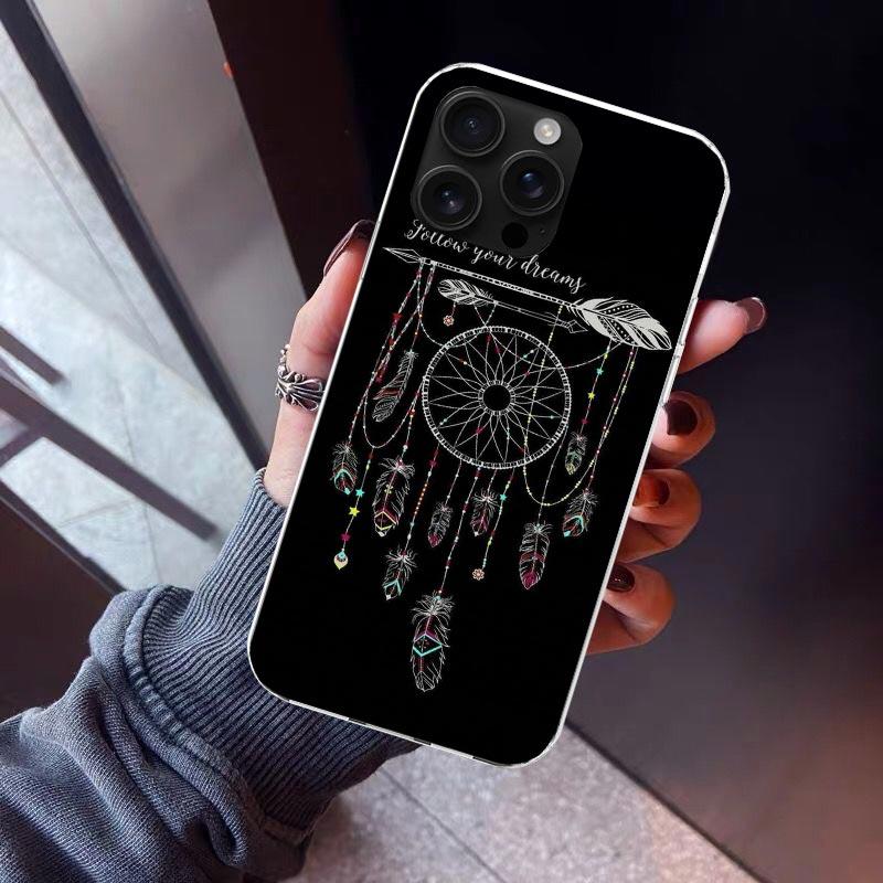 Retro Feather Dreamcatcher Phone Case For iPhone 17 Air 16 15 Pro Max 14 Plus 13 Mini 12 11 Cover 7 8 SE Silicone Shell Print Fu