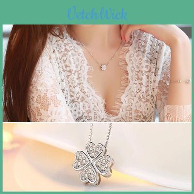 Charming Four-leaf Clover Pendant Necklace Elegant Floral Design Trendy Ins Style