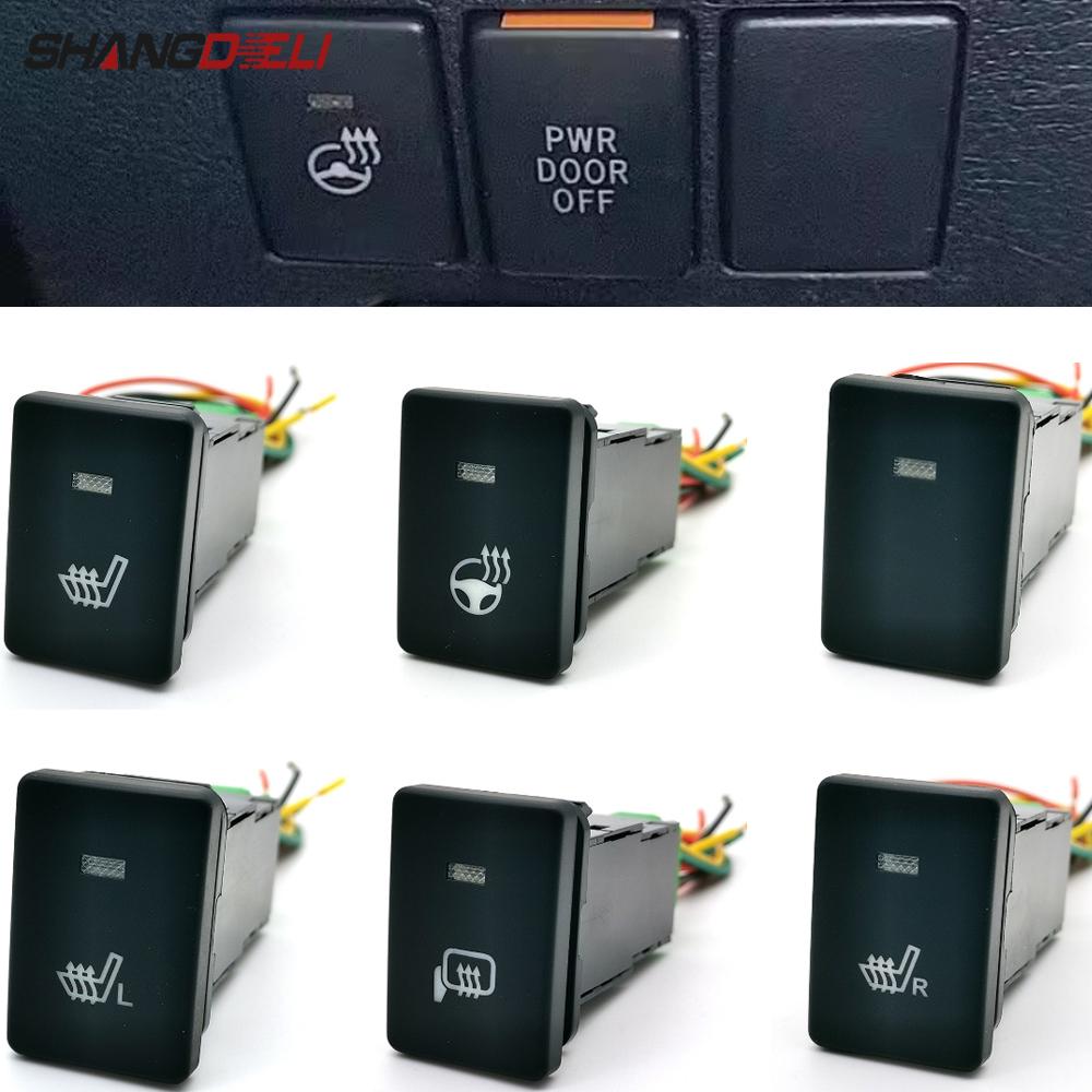 1PC Blue Light Car Seat Heating Mirror Heated Heat Steering Wheel Switch Button with Wire Fit for Toyota Camry for Corolla