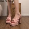 Summer Platform High Heel Slippers for Women Elegant Butterfly-knot Open Toe Dress Shoes Nightclub Party Pumps Shoes