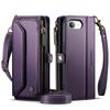 CASEME iPhone 17e / 16e RFID Leather Wallet Case, RFID Leather Wallet, with Shoulder Strap, Purple