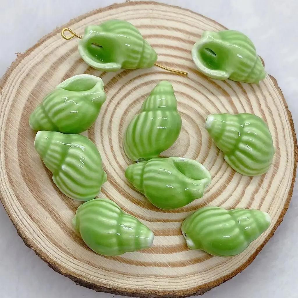 DW43 10Pcs Fashion Conch Shape Good-looking Ceramic Porcelain Beads DIY Handmade Pendant Bracelet Necklace Accessories Jewelry