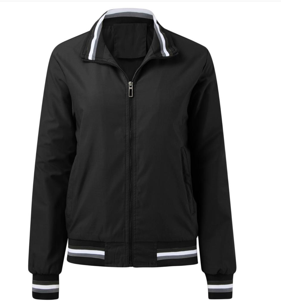 Leichte bunte Baseballjacke für Damen, lässige Herbst-Oberbekleidung mit Taschen