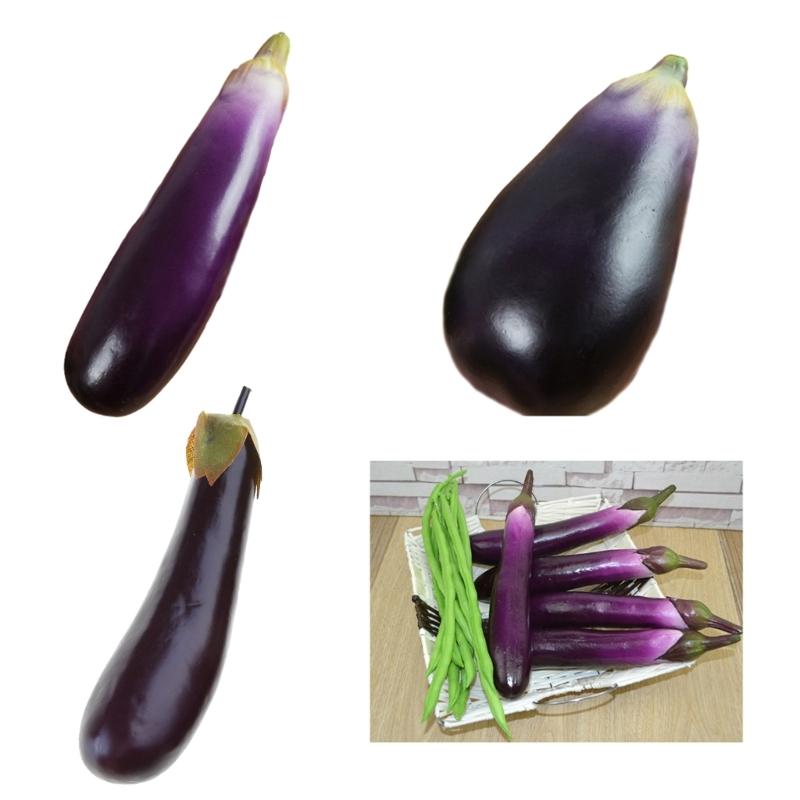 2pcs Lightweight Foam Eggplants Artificial Eggplants Simulated Vegetable Simulation Aubergines Accessory Home Decor