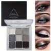 Dark Punk Smoky Devítibarevná paleta očních stínů Černobílá šedá metalíza perleťová matná stříbrná Halloweenská párty