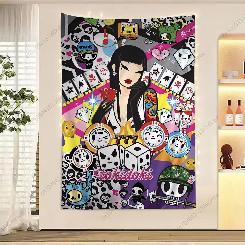 Kawaii Anime Tapestry TTokidoki Large Printed Wall Tapestries Flags Cute Room Decoration Background Cloth Teens Room Home Decor