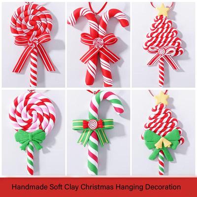 Christmas Tree Ornaments Candy Cane Lollipop Hanging Christmas Decor  Christmas Tree Decor with Red Ropes for Xmas Home Christmas Candy Party Decor