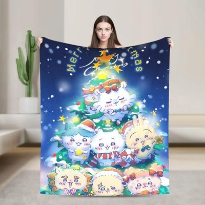 Chiikawa Usagi Christmas Blanket Quality Super Warm Throw Blanket Spring Decorative Couch Chair Funny Bedspread