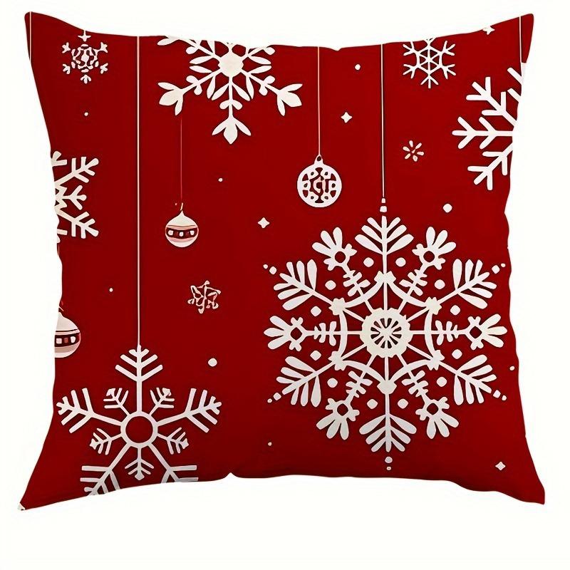 Christmas Decoration Pillow Cover Snowflake Pattern Printing Living Room Sofa Cushion Cover Room Home Party Decoration