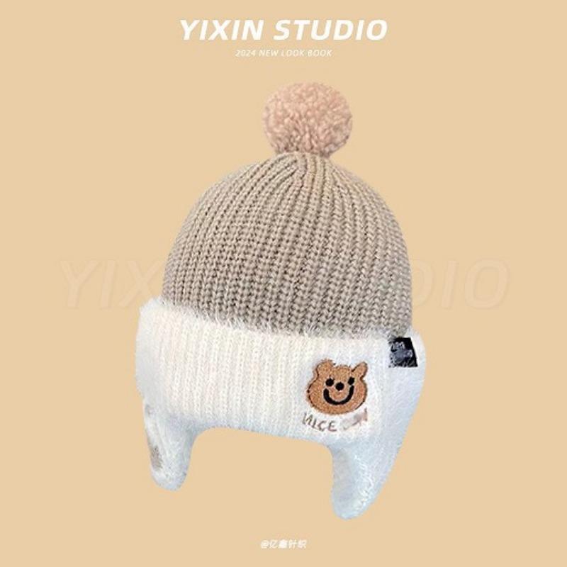 Children's Ear Caps Knitted Autumn and Winter Warm Boys and Girls Winter Windproof Versatile Pullover Baby Wool Hat
