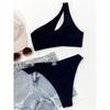Costume da bagno donna Bikini femminile Costumi da bagno a vita alta Bikini nero monospalla Costume da bagno Costumi da bagno Costumi da bagno