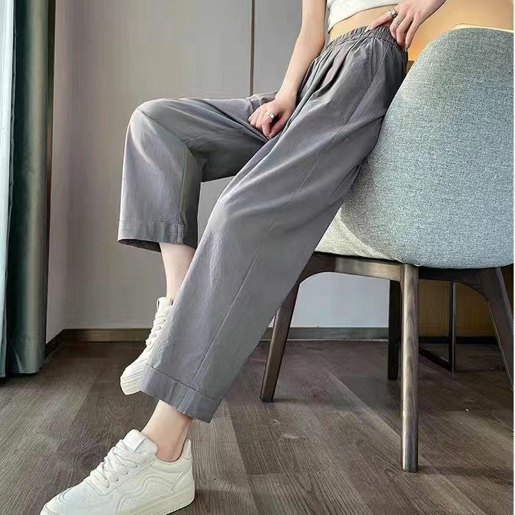 

Ice Silk High-Waisted Quick-Drying Women s Wide-Leg Cargo Pants with UV Protection 2XL 130-150 lbs серый