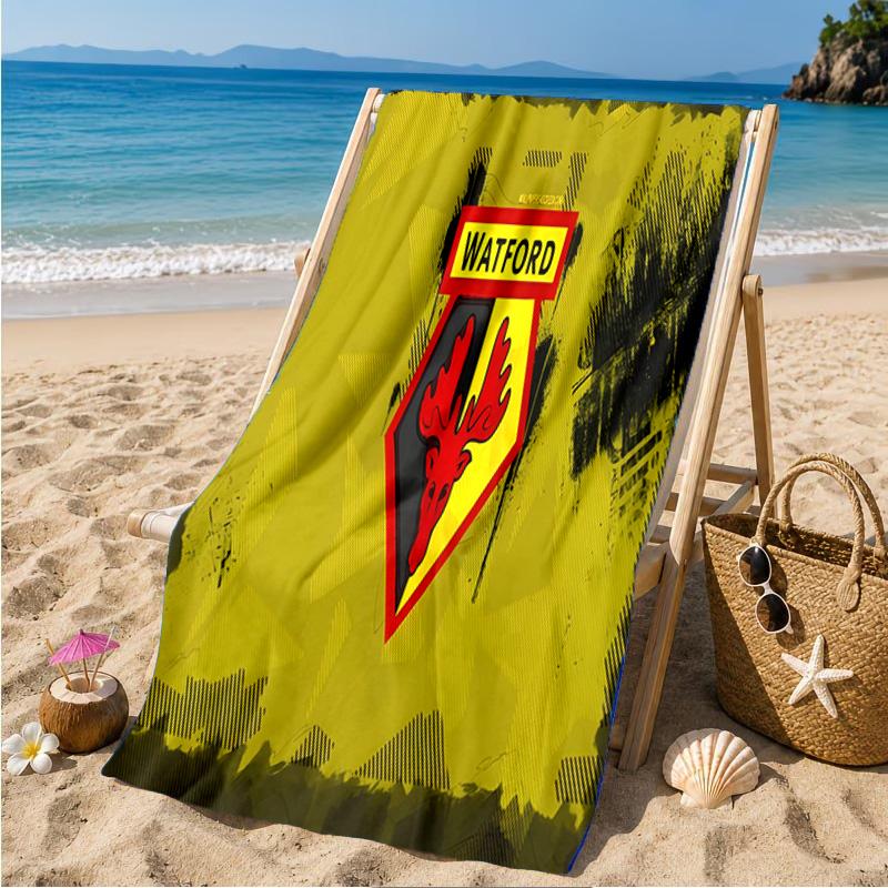 Wat-ford Football Crest Beach Towel Microfiber Beach Towel, Lightweight and Quick-Dry, for Summer Travel, Swimming Pool Fan Birthday Gift