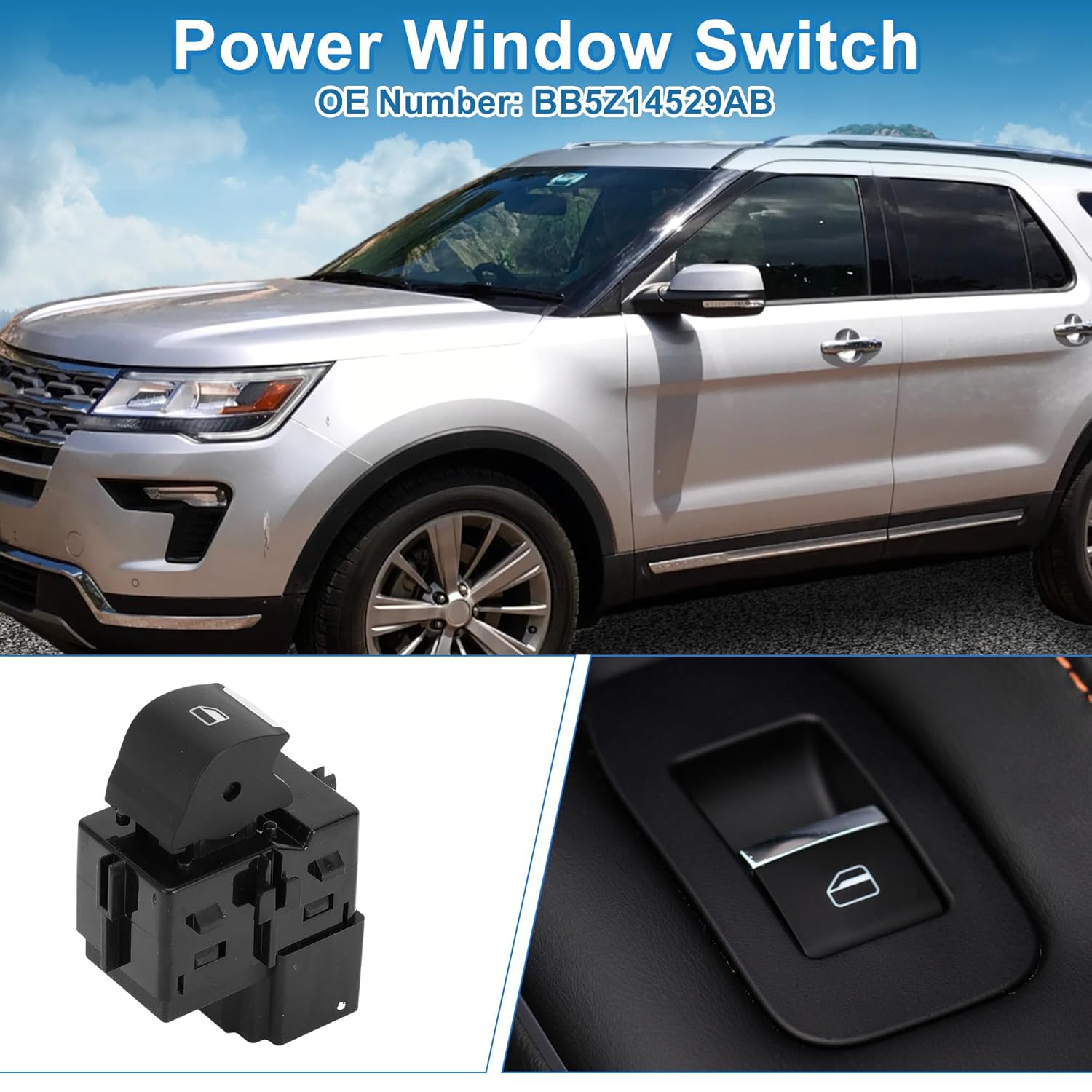 Power Window Switch No.BB5Z14529AB Window Control Switch for Ford Explorer Taurus Police Interceptor Sedan Black